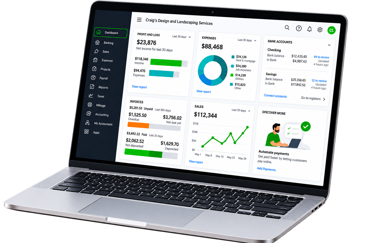 Bookkeeping Dashboard Mockup